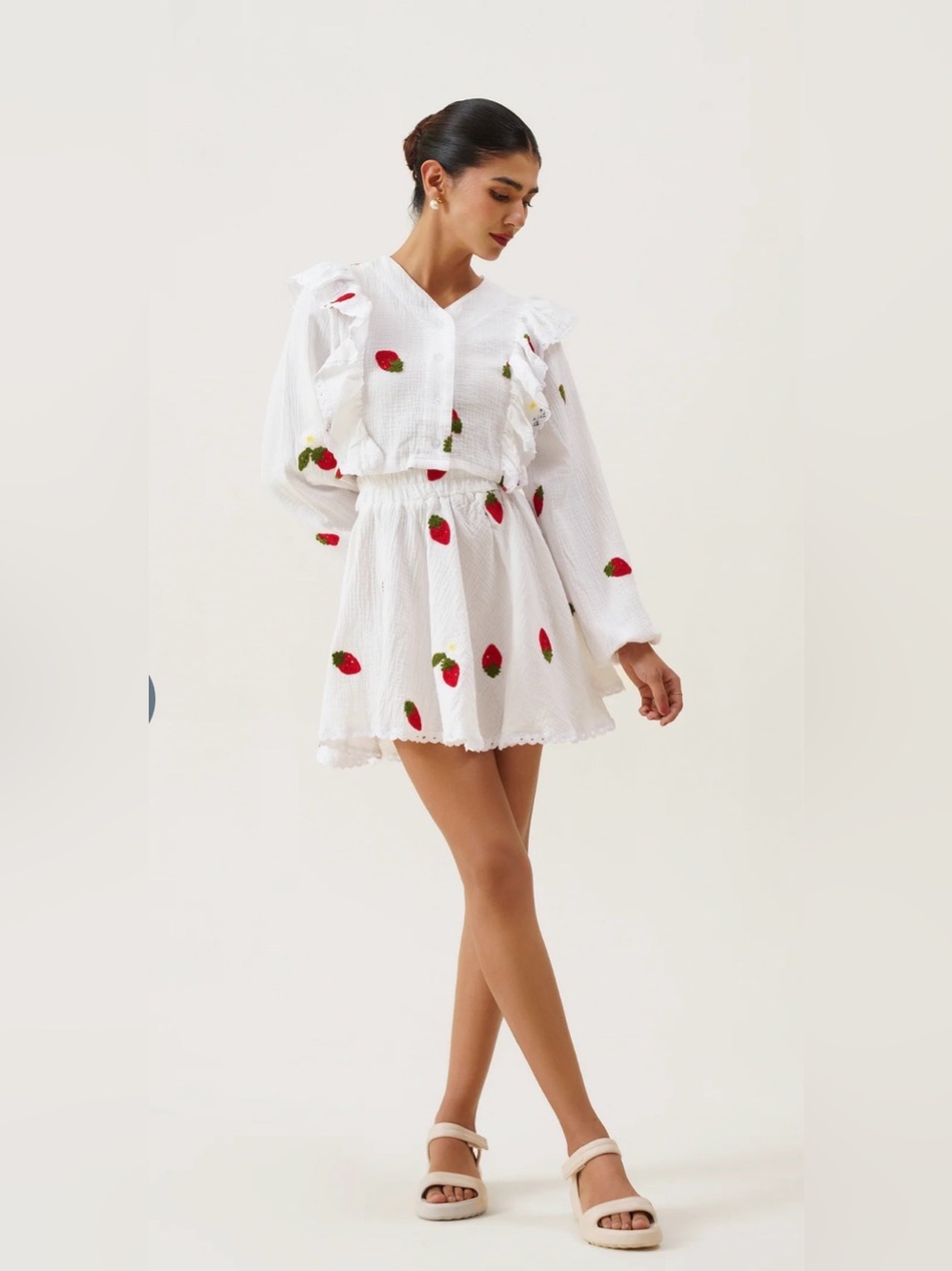 Berry Sweet Crop Blouse and Skirt Co-ord Set